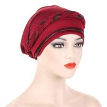 Multicolor Short Braid Patchwork Headscarf Hat, Fashionable European And American Style - Burgundy - View 12