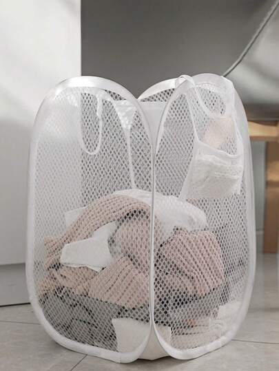 1 White/Black Laundry Basket, Foldable Large Laundry Storage Basket, Children's Laundry Basket, Mesh Laundry Basket, Household Laundry Basket, Suitable For Dormitories, Hotels, Homes, Back To School Season, Christmas,Christmas Decoration,Bedroom Decor,Room Decor Bedroom,Christmas Gifts,Christmas Decorations,Christmas Decorations Home