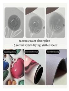 1pc Kawaii Bathroom Mats With 3D View, Soft Non-Slip Absorbent Bathroom Rug - Mint Green - View 3