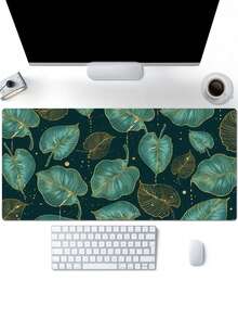 1pc Green Leaf Pattern Anti-slip Gaming & Working Mouse Pad, 4 Sizes Optional - Coral Pink - View 4