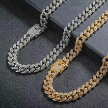 Kit 2 Collares Y Pulseras Cubanas De Diamantes, 50cm+20cm - Plateado - Ver 7