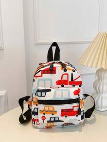 Cartoon Car Printed Kids Backpack, Random Pattern Placement, Suitable For Kindergarten And Casual Use - Multicolor - View 5