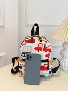 Cartoon Car Printed Kids Backpack, Random Pattern Placement, Suitable For Kindergarten And Casual Use - Multicolor - View 4