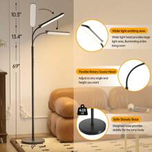 LED Floor Lamp, 18W Super Bright Floor Lamp For Living Room, Adjustable Stepless Colors & Brightness Gooseneck Standing Lamp, Eye Caring Reading Light With Remote& Touch Control For Bedroom Office - Black - View 4