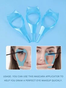 3 cái Mascara Shield Applicator Guard Hướng dẫn trang điểm, Dụng cụ chải mi, Dụng cụ chuốt mi mỹ phẩm trang điểm 3 trong 1 Dụng cụ chuốt mi bảo vệ mi trên, dành cho nữ, màu xanh lam - Màu xanh lam - Xem 3