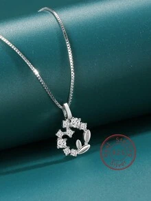 1 件 925 純銀幸運花頸鍊項鍊,優雅吊墜適合女士日常佩戴