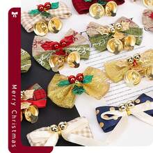 10入組,聖誕節弓形diy配件迷你麻結帶鈴鐺聖誕樹掛件禮品包裝盒裝飾