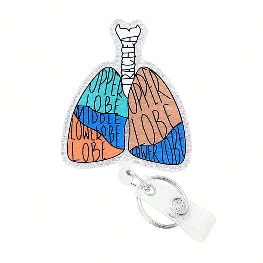1 Miếng Hoạt hình Phổi Huy hiệu Có thể thu vào , Y tá Id Tên Thẻ Với Cá sấu Xoay Kẹp , Dễ thương Phổi Kẹp huy hiệu Đối với Y tá Học sinh - Màu xanh nhạt - Xem 1