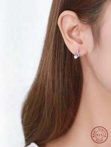 1對時尚的立方氧化鋯925純銀十二星座耳針,適合女性日常穿戴,生日禮物