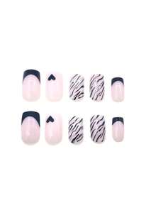 Upgrade Your Look With 24pcs Square Shape Simple Translucent French Mirror Manicure Fake Nails, With 1pc Nail Tape And 1pc Nail Buffer Included - Multicolor - View 2