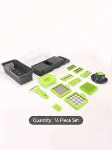 14入組或16入組蔬菜切割器,多功能水果切片機,手動食品磨料器,蔬菜切片機,附有容器的切割機,洋蔥切碎機,家用馬鈴薯刨絲器,廚房用品,廚房小工具 - 彩色 - 查看 8