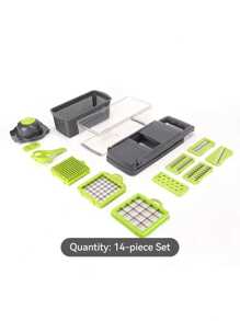 14入組或16入組蔬菜切割器,多功能水果切片機,手動食品磨料器,蔬菜切片機,附有容器的切割機,洋蔥切碎機,家用馬鈴薯刨絲器,廚房用品,廚房小工具 - 彩色 - 查看 10