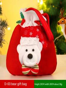 1pc Santa Claus Gift Bag - Burgundy - View 4