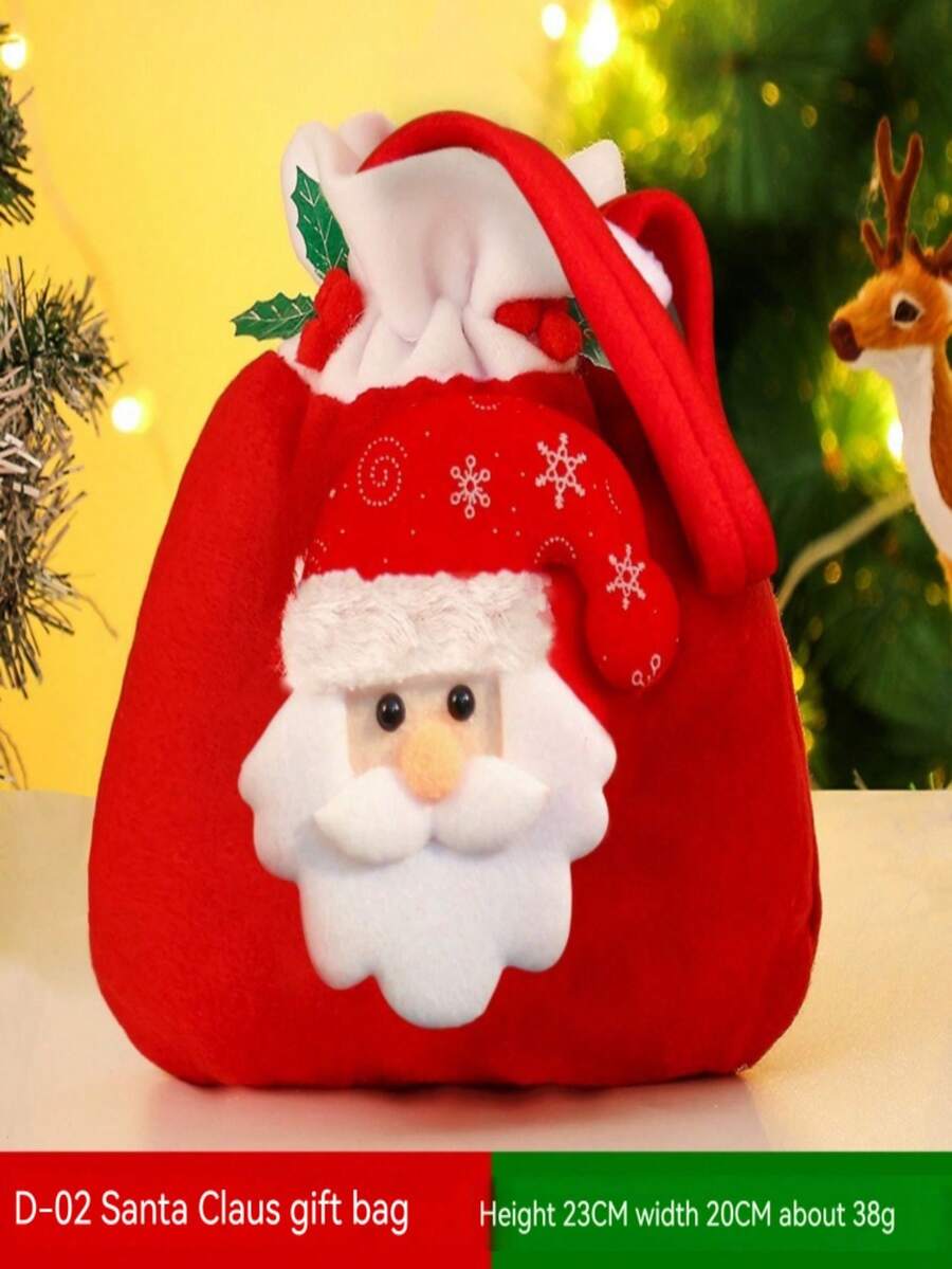 1pc Santa Claus Gift Bag - Burgundy - View 1
