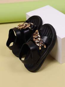 1 Pair Of Girls & Boys Criss Cross PU Leather Upper Cute Fashionable Casual Flat Sandals, Soft Sole, Suitable For Summer