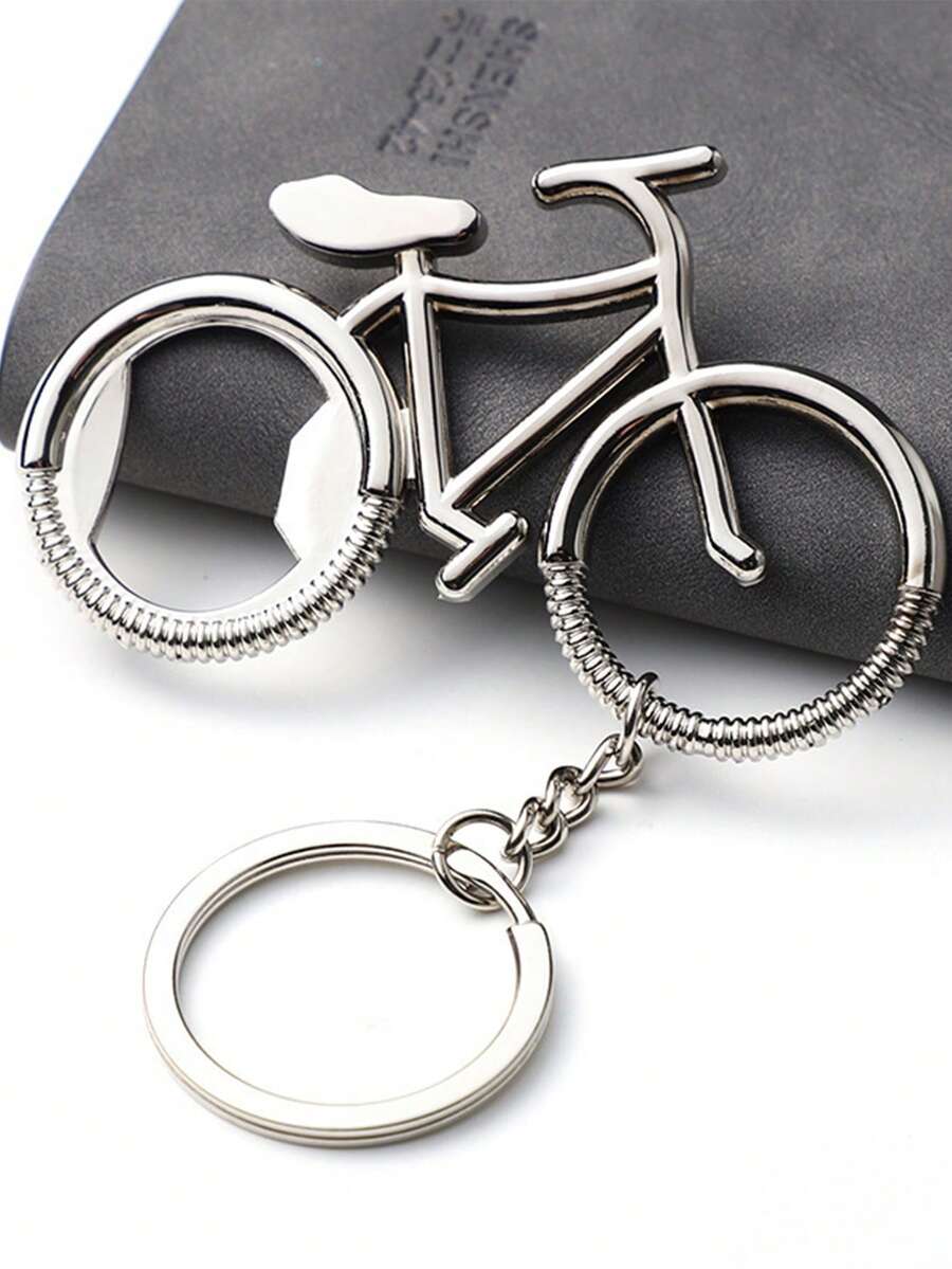 Creative Bicycle Shaped Bottle Opener Keychain Key Chain Charms - Silver - View 1