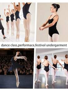 Women Adjustable Stretchable Basic Ballet Clothes Dance Leotard With Straps - Black - View 5