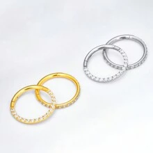 1 pieza Anillo de septum de titanio 16G, hipoalergénico con circonita cúbica, anillo de nariz sin costura, joyería de piercing corporal - Circonita cúbica lateral - Ver 6