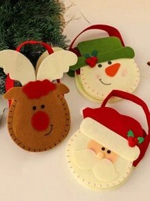 1 件不織布卡通聖誕禮物袋帶手柄,可裝糖果、蘋果和其他禮物 - 紅色 - 查看 2