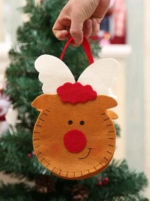 1 件不織布卡通聖誕禮物袋帶手柄,可裝糖果、蘋果和其他禮物 - 紅色 - 查看 5