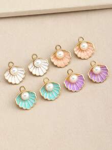 8 Piezas Colgante De Concha Y Perla Simple, Todo Fósforo, Creativo, A La Moda - Multicolor - Ver 1
