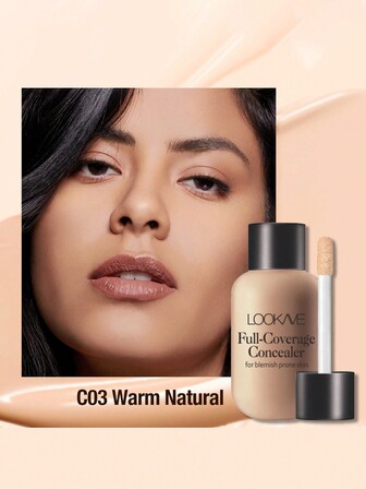 1入組臉部遮瑕防水強力遮瑕持久保濕平滑粉底液彩妝化妝品