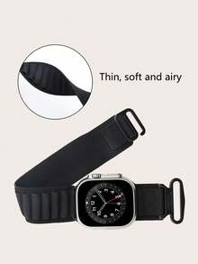 Nylon Fashionable Mountain Sports Style Adjustable Strap Compatible With Apple Watch Series 1-9 - Black - View 8