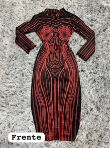 Vestido Silueta Sensual Ajustable - Rojo - Ver 2