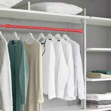 3pcs/5pcs/6pcs Solid Color Adjustable Tension Rods For Window, Tile And More, No Drilling Required, 28-48 Inches (approx.) Spring Tension Rods, Big Curtain Rod - White - View 8