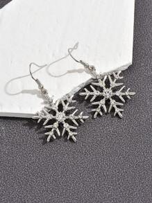 1對極簡優雅的金屬雪花耳環,為女性量身打造,完美適用於聖誕度假和新年禮物 - 雪花 - 查看 3