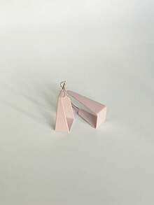 Pendientes De Moda En Forma De Rectángulo Geométrico De Color Rosa Claro Con Aro Pintado Brillante - Rosa Pálido - Ver 1