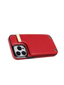 適用於 iPhone 11 12 13 14 15 Pro Max 的豪華皮革手機殼,帶有卡槽支架保護套 - 紅色 - 查看 9