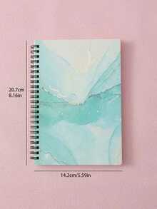 1 Pieza Cuaderno Creativo De Diseño De Mármol En Tamaño A5 Con Encuadernación Lateral Para Papelería De Escritura De Negocios/estudiantes - Negro - Ver 7