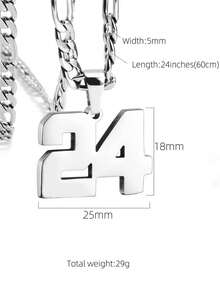 1pc number 13 necklace for athletes personalized Number chain for men Stainless Steel Sports number pendant for boys Baseball Basketball Football volleyball soccer softball Team Jewelry Commemorate Gifts - Silver - View 2