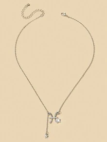 1入時尚十二生肖吊墜項鍊,鋯石裝飾,鎖骨鏈寶石項鍊,適合女性日常佩戴