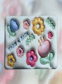 1pc Kawaii Bathroom Mats With 3D View, Soft Non-Slip Absorbent Bathroom Rug - Mint Green - View 1