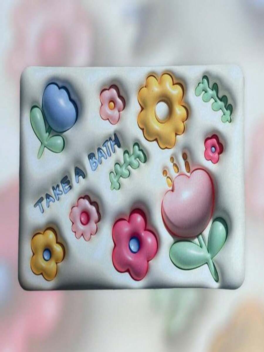 1pc Kawaii Bathroom Mats With 3D View, Soft Non-Slip Absorbent Bathroom Rug - Mint Green - View 1