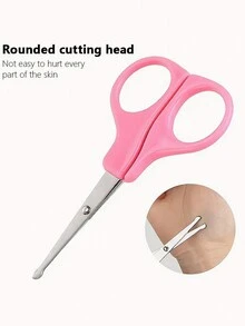 2pcs/Set Student Mini Scissors Set, Including Nail Clipper And Small Scissors, Student DIY Tools, Nail Trimming, Baby Nail Clippers - Pink - View 4