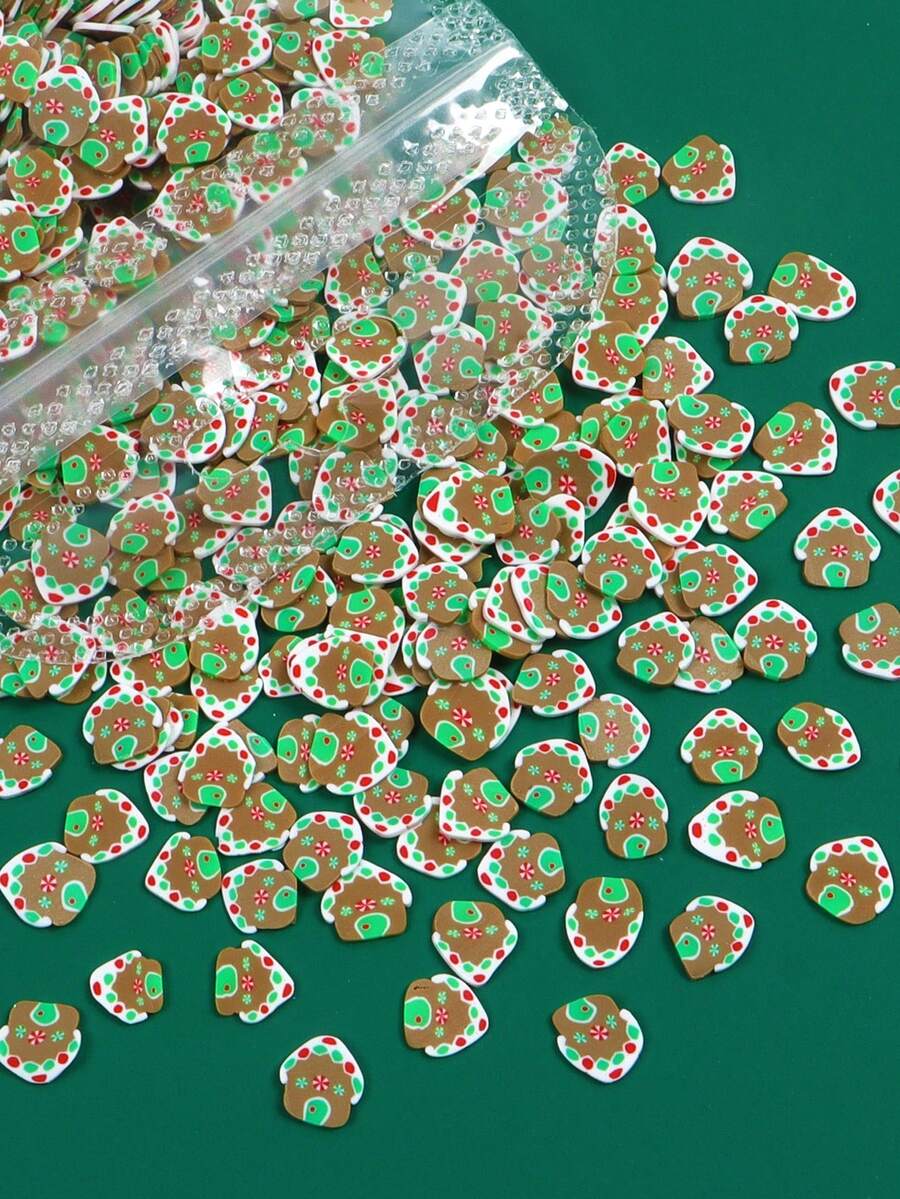 10克可愛的聖誕樹屋聚合物粘土切片美甲裝飾,聖誕節禮物,卡哇伊配件,聖誕美甲假日設計