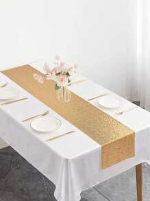 1pc 30*180cm Solid Color Sequin Party Table Runner - Gold - View 1