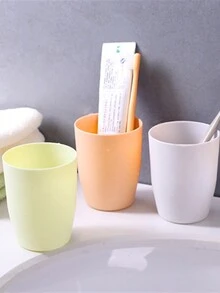 1pc Plastic Multi-function Matte Couple Mouthwash Cup For Home Bathroom - Multicolor - View 3