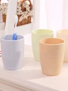 1pc Plastic Multi-function Matte Couple Mouthwash Cup For Home Bathroom - Multicolor - View 2
