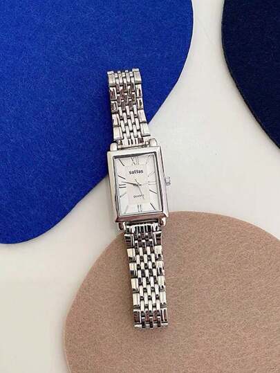 New INS Square Watch, Minimalist Elegante able Lightweight Luxe Quartz Horloge Steel Strap view 2