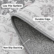 GENIMO Area Rugs for Living Room, Non Slip Machine Washable Indoor Rug, Low Pile Chenille Print Rug for Bedroom Dining Room Home Office - Grey - View 6