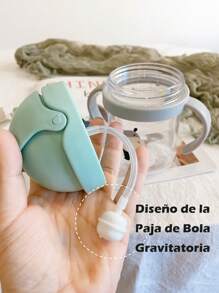 Vasos de Paja para Bebé de Dibujos Animados 250ml, Vaso Entrenador con Popote, sin Derrames, Anticólico con Bola de Gravedad - Azul - Ver 5