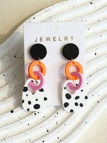 1 đôi Quý cô Acrylic In hoa bò Vòng khuyên tai Với Gốm sứ Kết cấu Đối với Phong cách ins - Nhiều màu - Xem 4