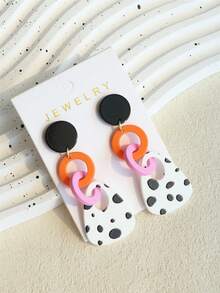 1 đôi Quý cô Acrylic In hoa bò Vòng khuyên tai Với Gốm sứ Kết cấu Đối với Phong cách ins - Nhiều màu - Xem 2