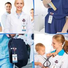 1 Miếng Hoạt hình Vỡ Khúc xương Huy hiệu Có thể thu vào , Y tá Id Tên Thẻ Với Cá sấu Xoay Kẹp , Dễ thương Vỡ Khúc xương Kẹp huy hiệu Đối với Y tá Học sinh - Màu Hồng  San hô - Xem 6