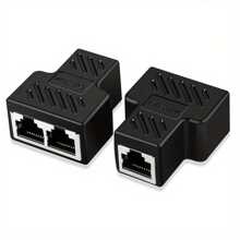 1 Pieza Conector De Cable De Red Rj45 Negro Con Cabeza Triple, Divisor Y Extensor Ethernet - Negro - Ver 2