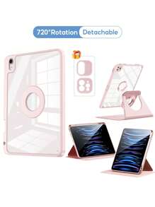 Detachable Magnetic Case Compatible With IPad Air 5 4 10.9 Pro 2022 11 2021 2020 10th 9th 8th 7th Gen 10.2 10.5 With Pencil Holder Slot 720 Rotation Acrylic - Pink - View 1